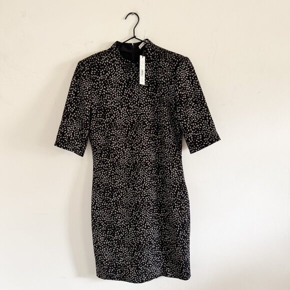 NWT Alice + Olivia Black Inka Glitter Dot Mini Dress 10 - Picture 2 of 9